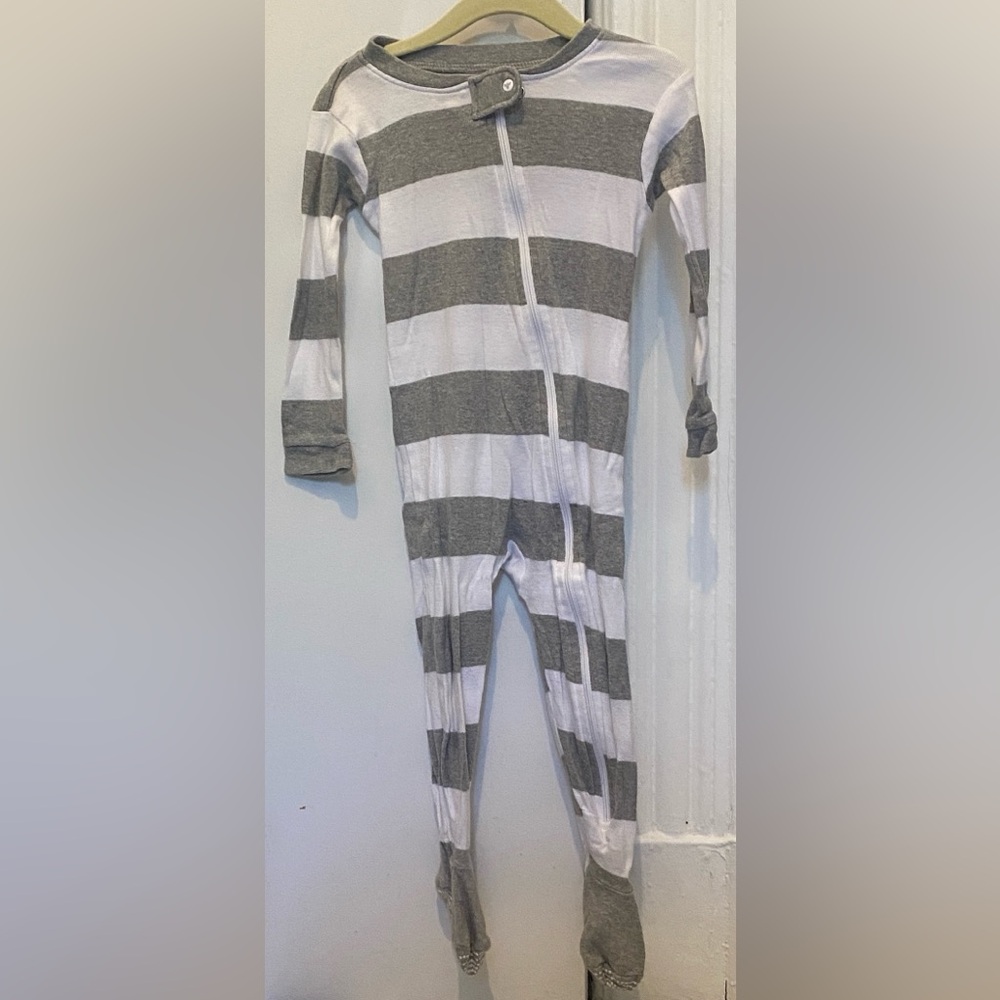Burt's Bees Baby Gray and White Striped Footie
